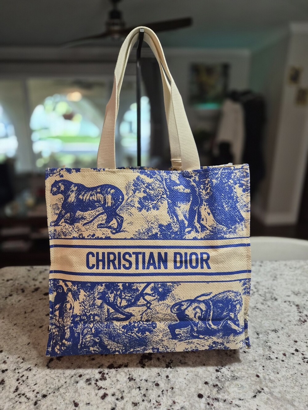 Dior Dioriviera Canvas Tote Bag GWP Royal Blue Toile de Jouy Wildlife